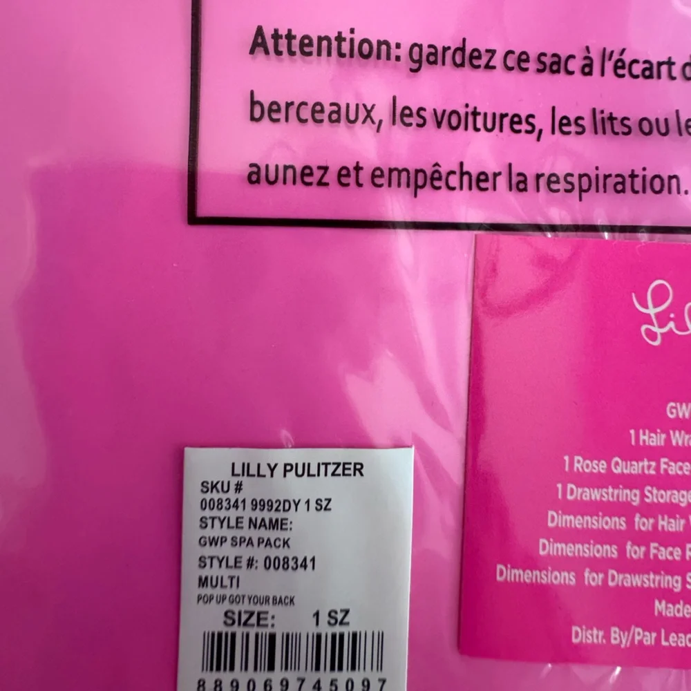 NWT Lilly Pulitzer Spa Pack W/ Hair Wrap, Quartz Roller, Drawstring Pouch